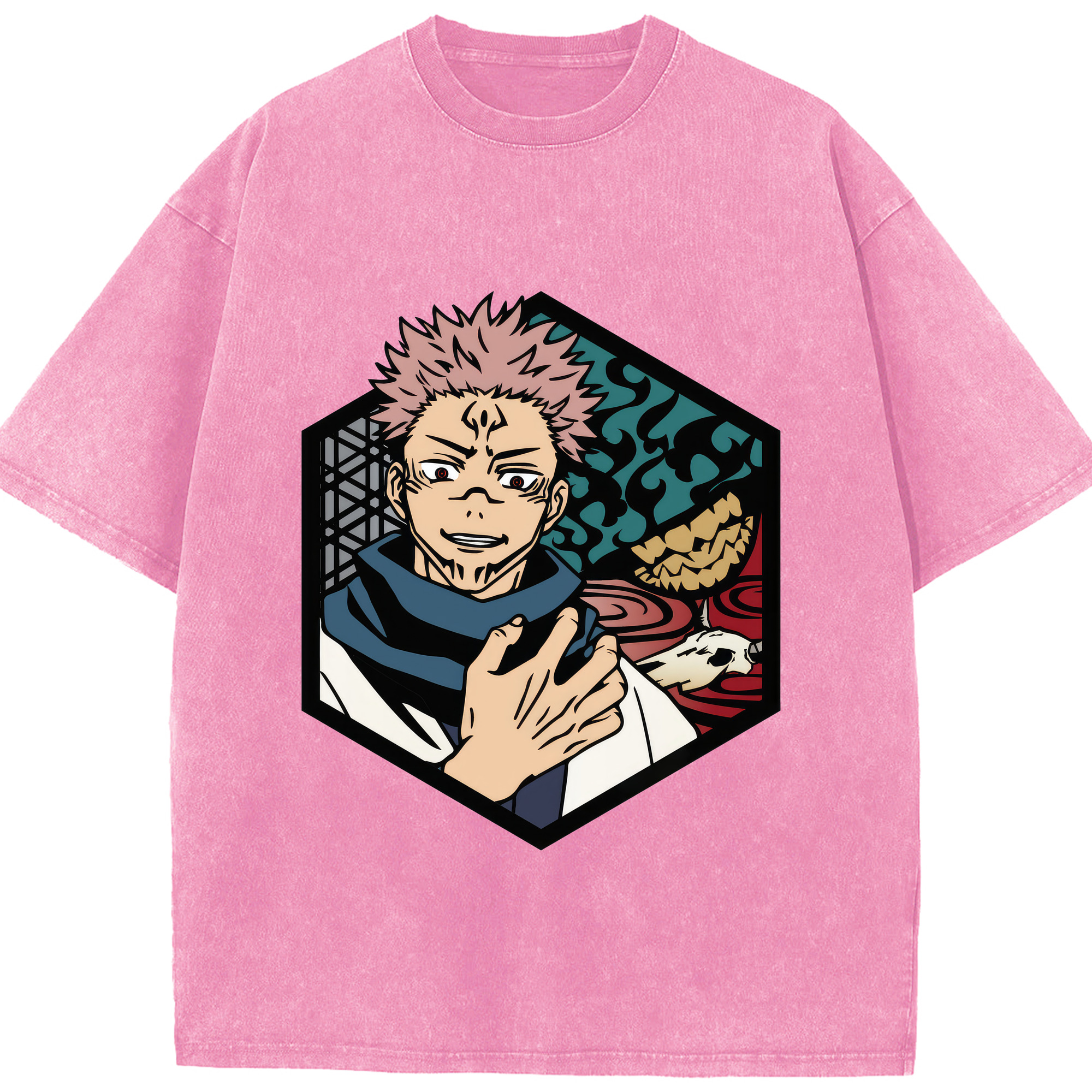 （画像用） 呪術廻戦 Jujutsu Kaisen 綿100% ヴィンテージ風 半袖Tシャツ（フロントプリント）